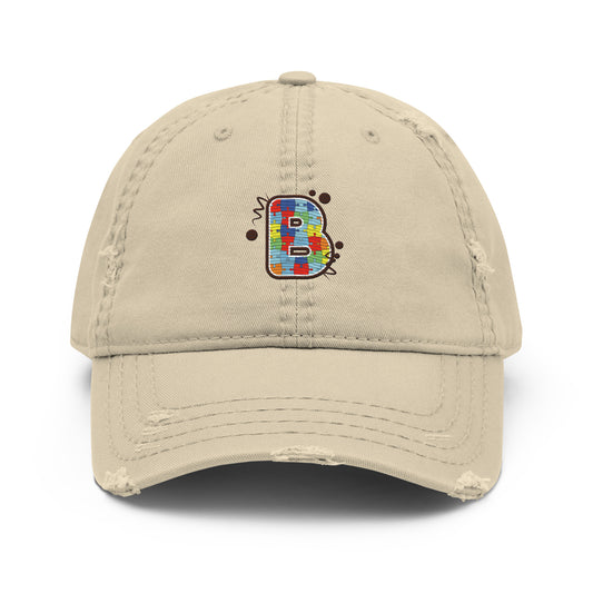 Depier Autism Initial Khaki Distressed Dad Hat