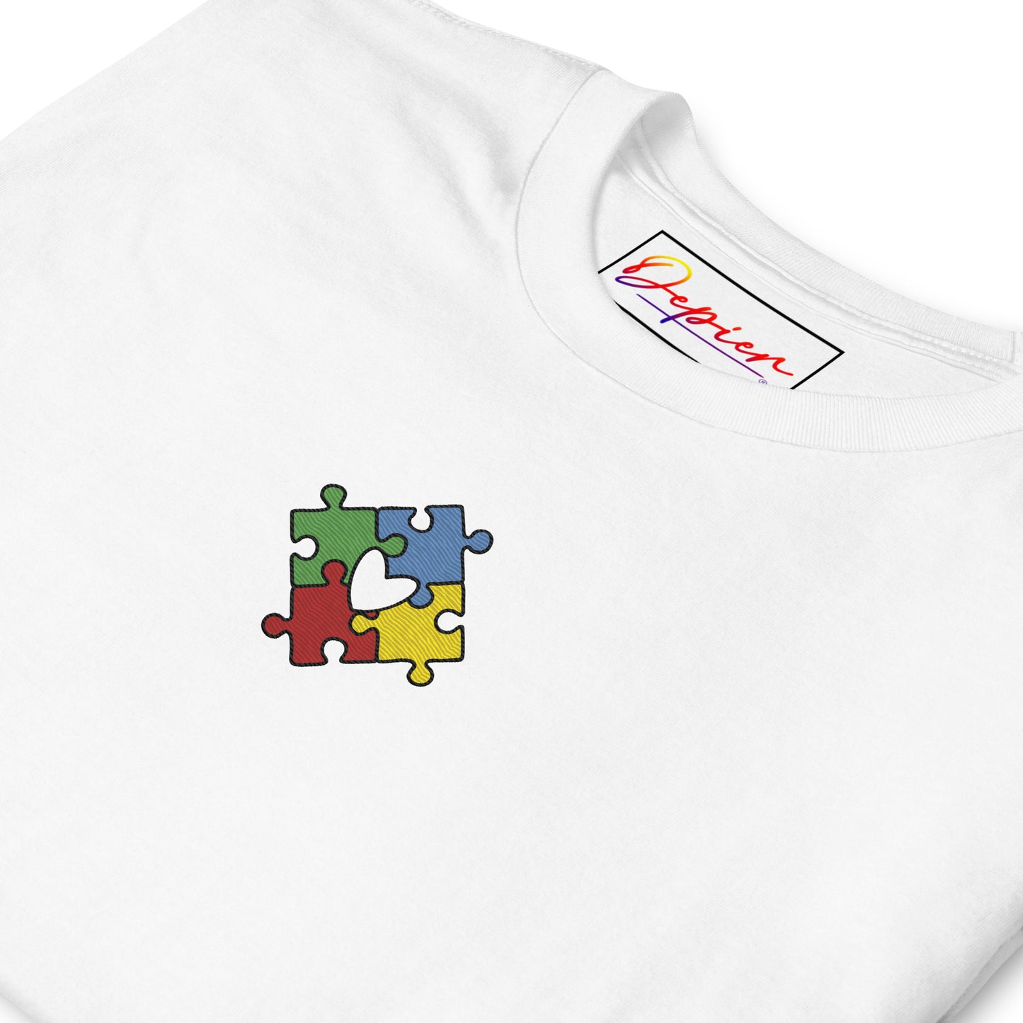 Depier Embroidered Autism Heart Beat Short-Sleeve Unisex T-Shirt